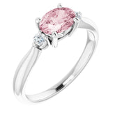 Platinum 7x5 mm Oval Natural Pink Morganite & .08 CTW Natural Diamond Ring